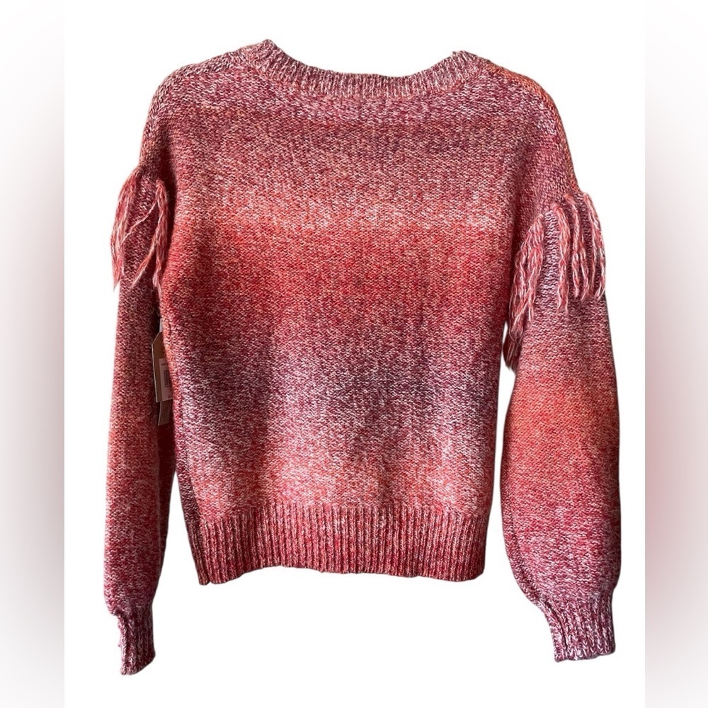 Frye & Co Pink Ombré Knit Tassel Sweater Spacedyed Size Small NWT - Picture 6 of 6